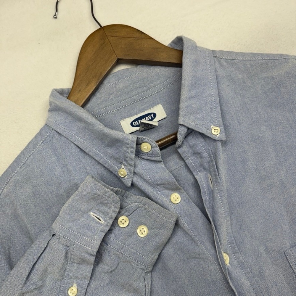 Vintage Old Navy Oxford Shirt Men's XL Blue Button Down Chambray Thick OCBD y2k